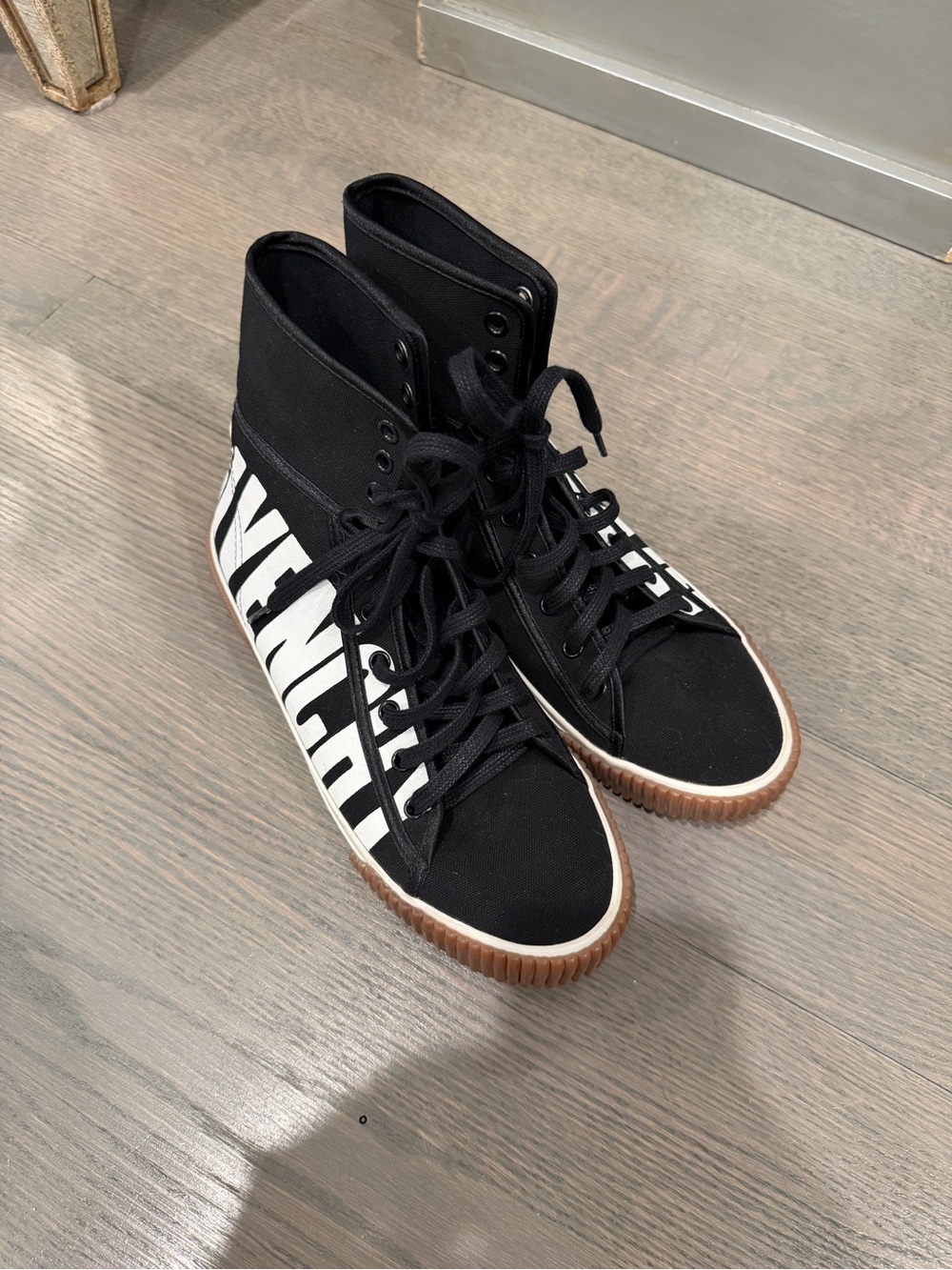 Givenchy Boxing High Top Sneakers Black Canvas Logo